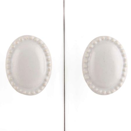 White Oval Ceramic Cabinet Knob